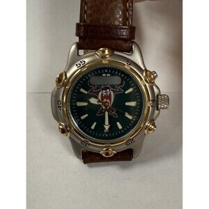 Taz Fossil Analog/Digital 2-Tone Leather Band Watch Needs Battery